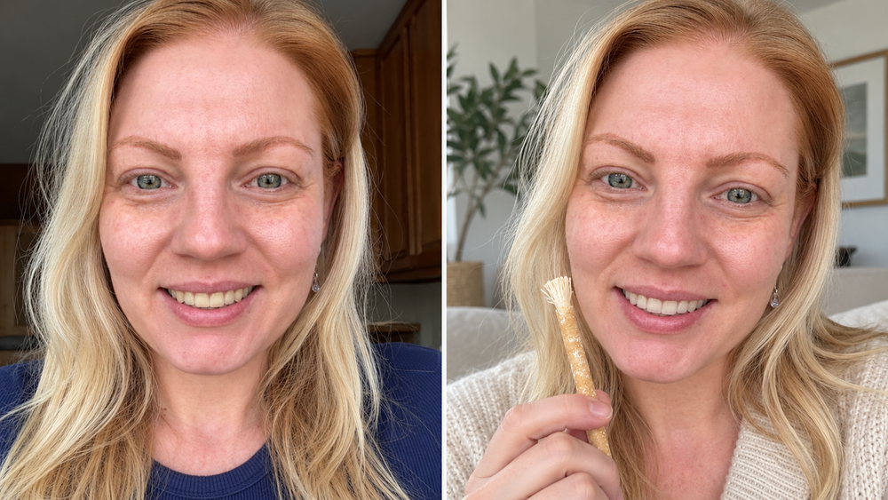Customer before and after using miswak