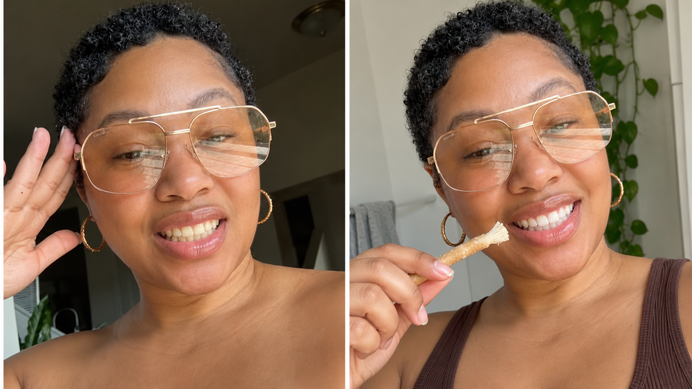 Customer before and after using miswak
