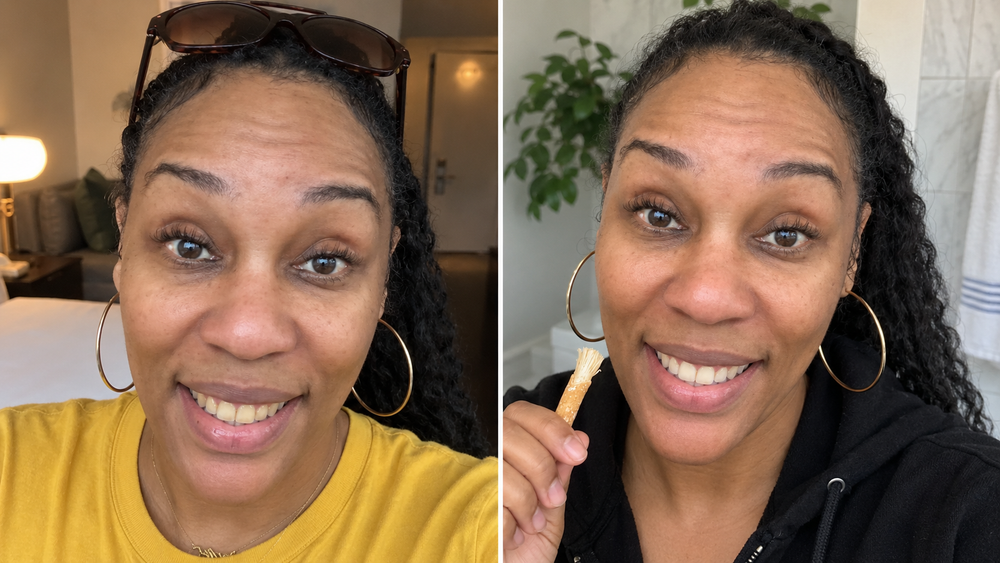 Customer before and after using miswak
