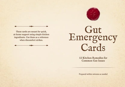 Gut Emergency Cards: 12 Printable Remedies for Common Gut Issues (PDF)