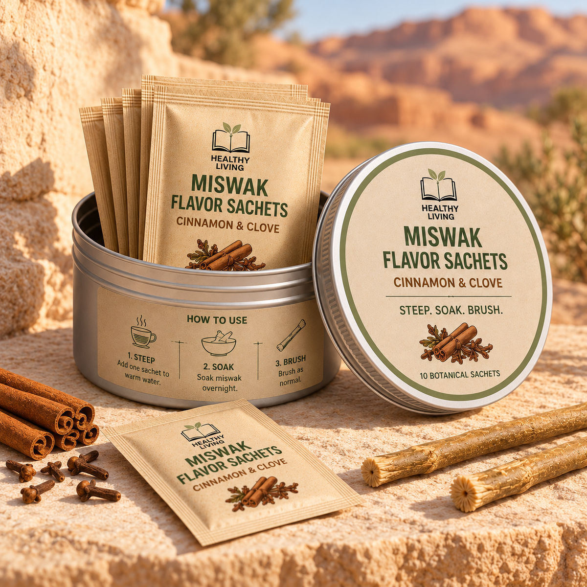 Miswak Flavor Sachets - Cinnamon & Clove 10pc