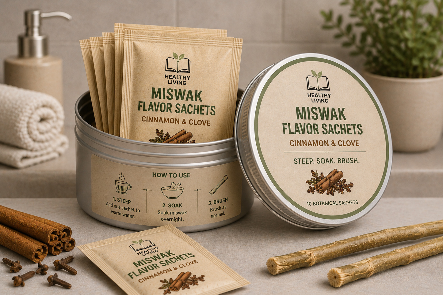 Miswak Flavor Sachets - Cinnamon & Clove 10pc
